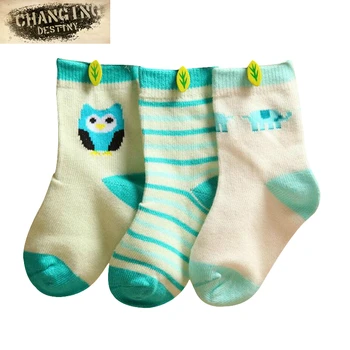 

3 Pairs/Lot 0-2 Years Spring Autumn Cartoon Jacquard Baby Hose Pure Cotton Children's Hosiery Breathable Antibacterial Socks