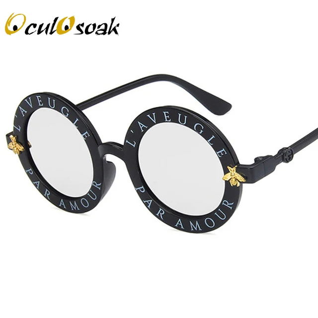 Steampunk Bee Kids Sunglasses Boys Girls Luxury Vintage Children Sunglasses Round Sun Glasses Oculos Feminino Accessories silver lens