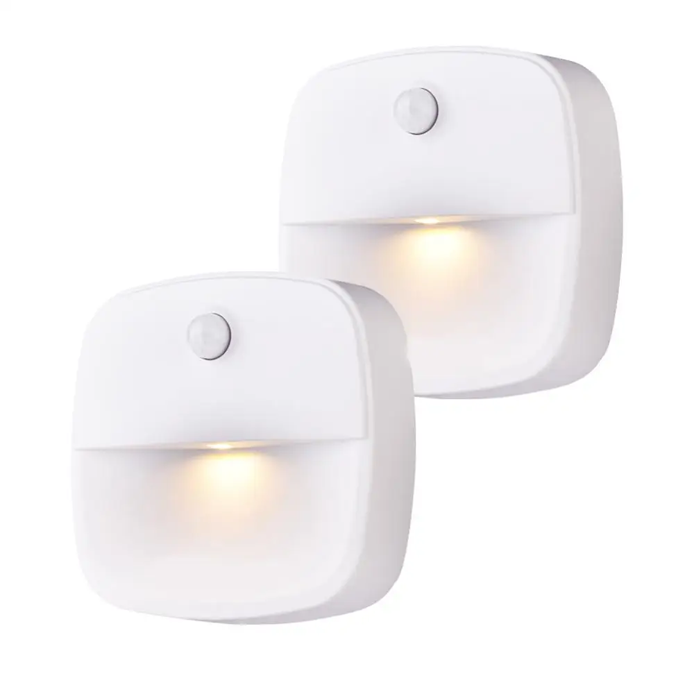 

2pcs Stick-On LED Night Light Magnetic Infrared Lamp Warm White LED Motion Sensor Night Light Veshow Battery-Powered Night Light