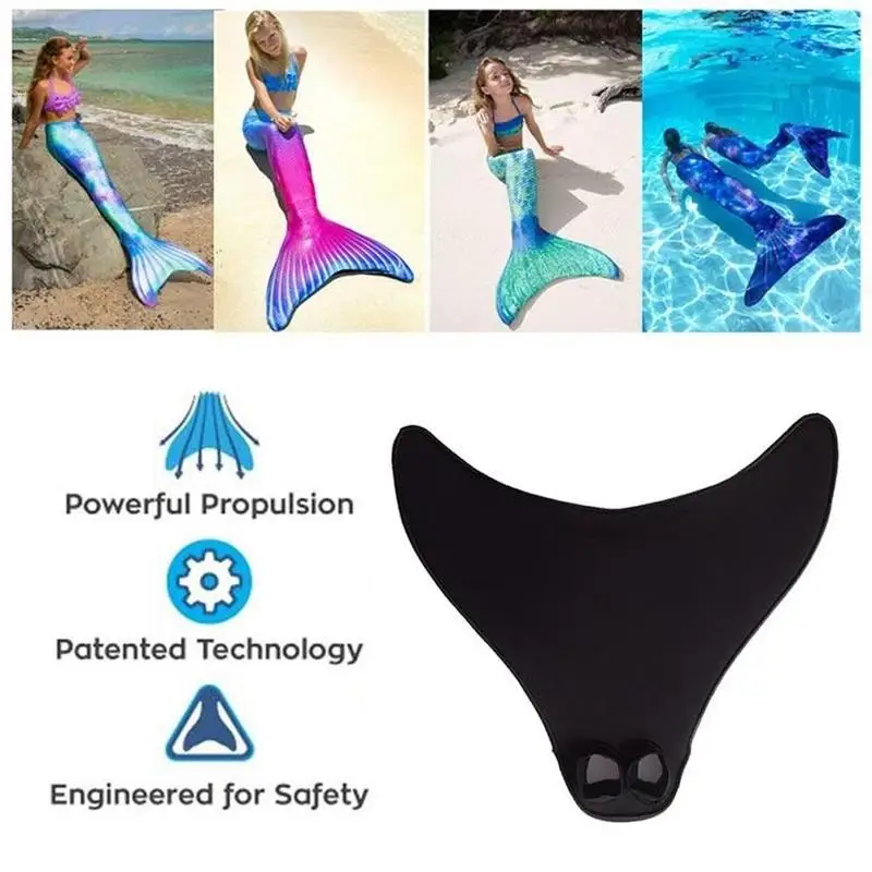 Tanie Dorosły dzieciak płetwy do pływania szkolenia Flipper czarny syrenka pływać Fin pływanie stóp Flipper nurkowanie stóp ogon Monofin dzieci B28187AD