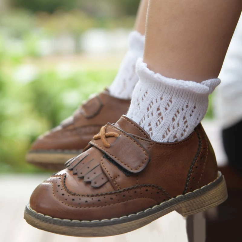 Однотонные короткие носки для маленьких девочек хлопковые кружевные носки принцессы с сеточкой