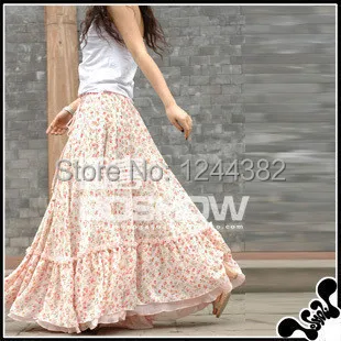 

Boshow Chiffon Small Floral Patterns High Waist Dress Multiple Sizes