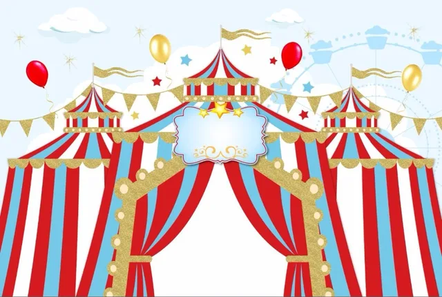 7x5ft balloons carnival circus tent stage entrance stripes custom