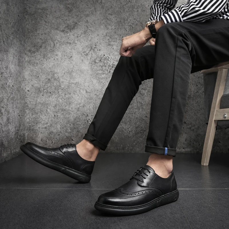 DXKZMCM/Мужские модельные туфли ручной работы; Формальные Свадебные кожаные туфли; броги в стиле ретро; деловые мужские оксфорды на плоской подошве