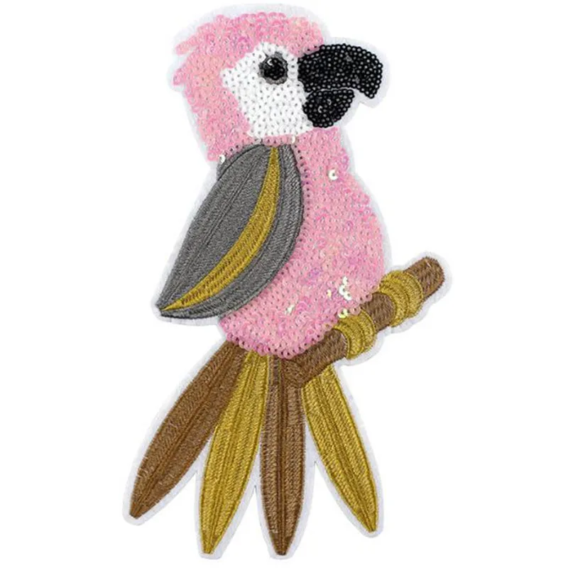 

Clothing Women Shirt Top Diy Patch Cartoon bird Sequins deal with it T-shirt girls Patches for clothes Cute Animal Sticker Badge