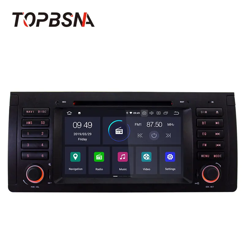 Best TOPBSNA Android 9.0 Car DVD Multimedia Player System For BMW/E39/X5/E53 WIFI 1 Din Car automotivo Stereo GPS Navigation RDS TMPS 1