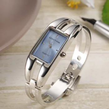 

2018 Women's New Arrived Luxury Brand Colorful Pink Bracelet Dress Watch Rectangle Full Stainless Steel Band Female Clock Reloj