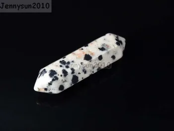 

Natural Dalmatian Spot Gems stone Hexagonal Pointed Reiki Chakra Raw Wand Pendant Beads Necklace Jewelry 20Pcs/Pack