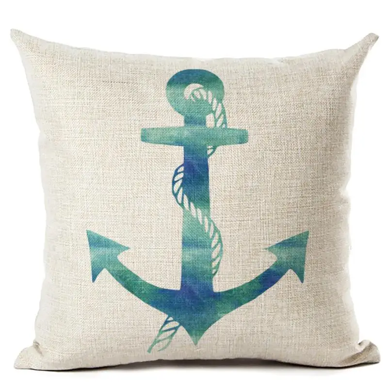 Чехол для подушки в скандинавском стиле из хлопка и льна с рисунком якоря, морской корабль, декоративная наволочка, чехол Cojines Almofadas - Цвет: 8