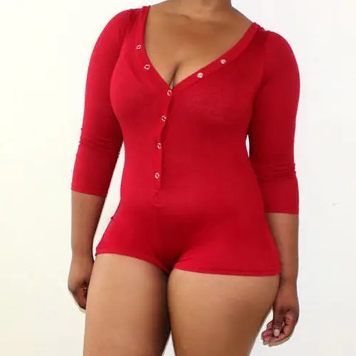 Сексуальная Женская рубашка с длинным рукавом, комбинезон, боди, стрейчевый Топ для женщин, женские повседневные Комбинезоны - Цвет: Красный