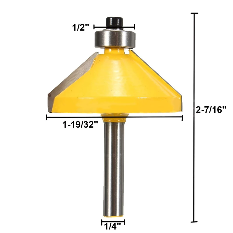 

45 Degree Router Bit 1/4'' Wood Router Bit Milling Cutter Tool Drilling Milling for DIY Woodworking Tools Machine Tool Accessory