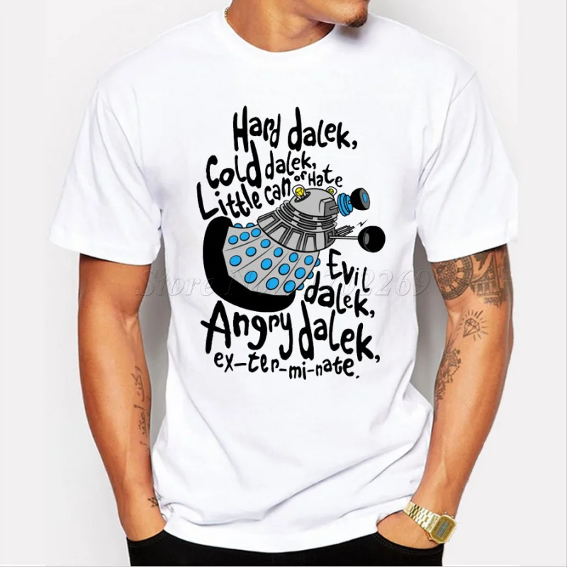 

New fashion men letter printed customized t shirt doctor who cartoon male tee shirts short sleeve DR WHO casual funny tops