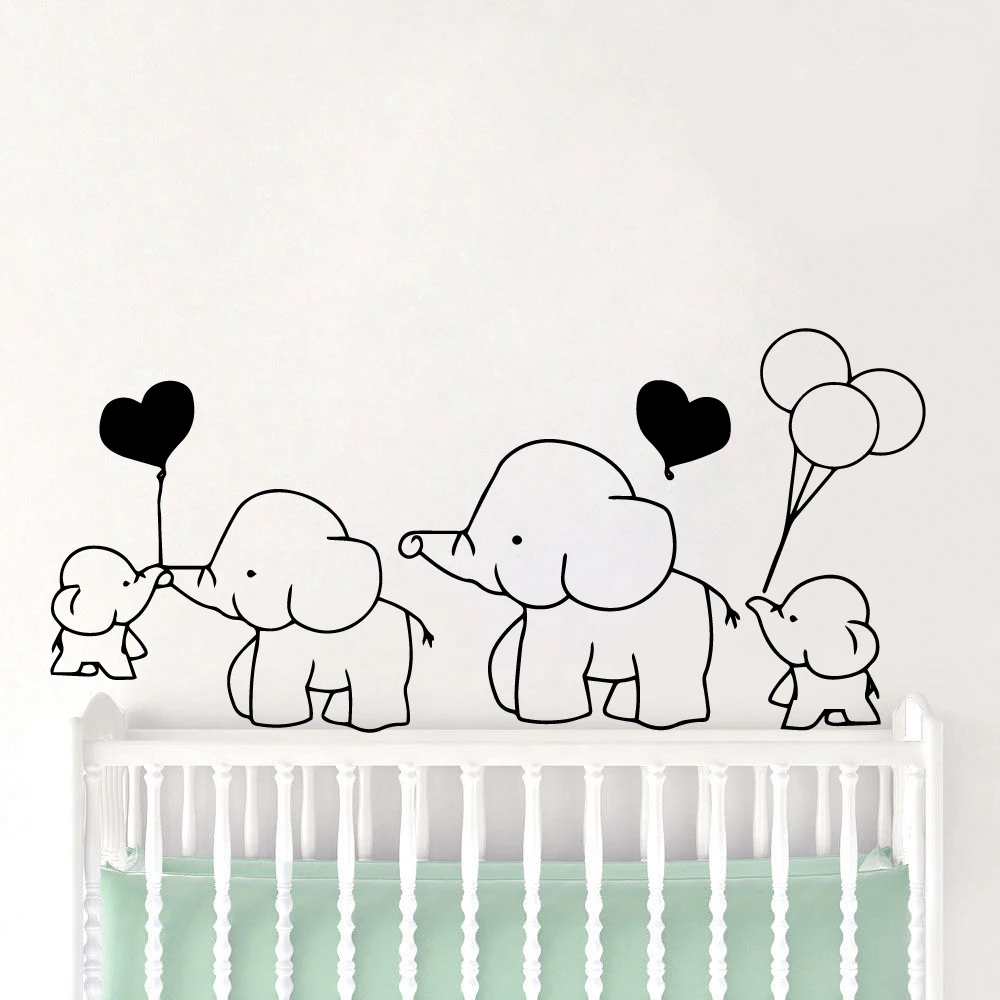 

3D Elephant Home Decor Pvc Removable vinyl Stickers For Kids room Art Decals Bedroom Vinyl Mural Wall Sticker vinilo pared