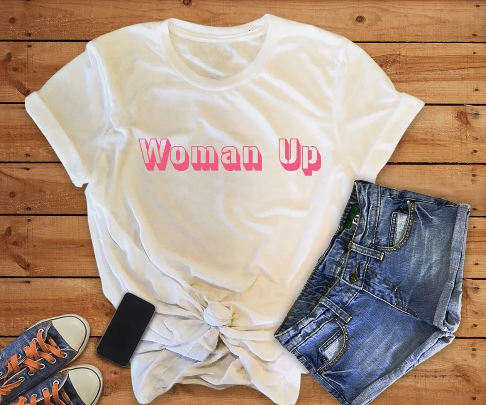 

Woman Up FEMINIST SHIRT Girl Power T-Shirt Feminism Feminist Gift for Her tee The Future Is Female slogan tumblr cotton t shirt