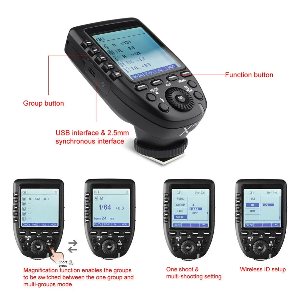  In Stock Godox TTL II 2.4G Wireless X system High-speed with Big LCD Screen 32 Channels Transmitter