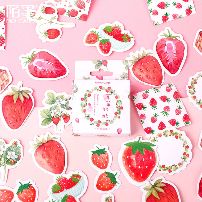 

46Pcs Strawberry Memo Pad Paper Sticker Decoration Decal DIY Album Scrapbooking Seal Sticker Kawaii Stationery Gift Material