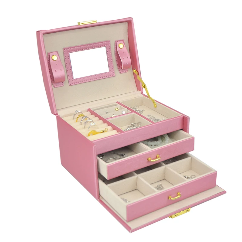 2017 new style three story double drawer lager space jewelry box