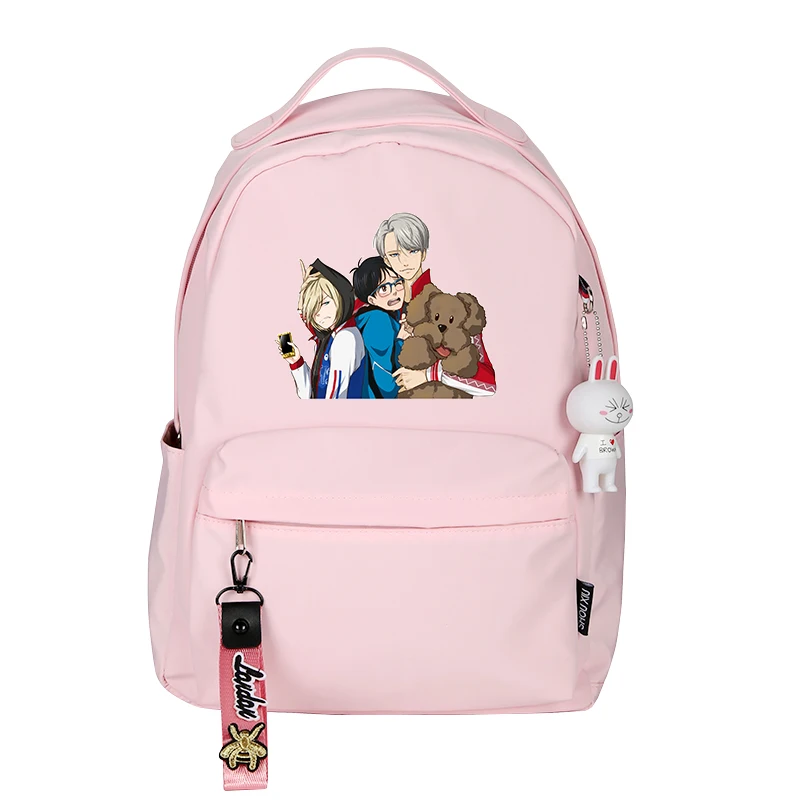 

2019 Anime YURI on ICE Victor Nikiforov Cosplay Printing Backpack Candy Color Bagpack Canvas School Bags Laptop Backpack Rugzak