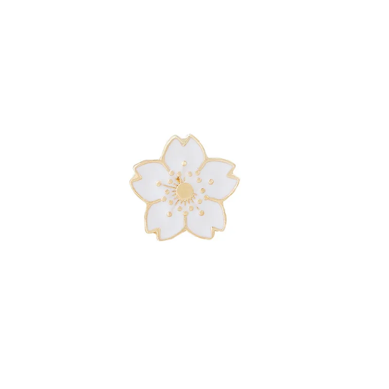 Мультфильм 5 цветов мини вишня цветок брошь простой стиль эмаль булавка броши джинсовые куртки нагрудные значки на кнопке модные ювелирные изделия - Окраска металла: White