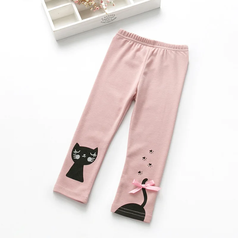 Утепленные леггинсы для девочек с милым котиком; летняя детская одежда; спортивные узкие брюки для девочек; Одежда для девочек; брюки; спортивные штаны для девочек