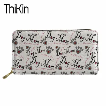 

Thikin Women's Wallets for Credit Card Ladies Dog Bone Paw Print Coin Pocket Long Pu Leather Purse Females Fashion Money Bag