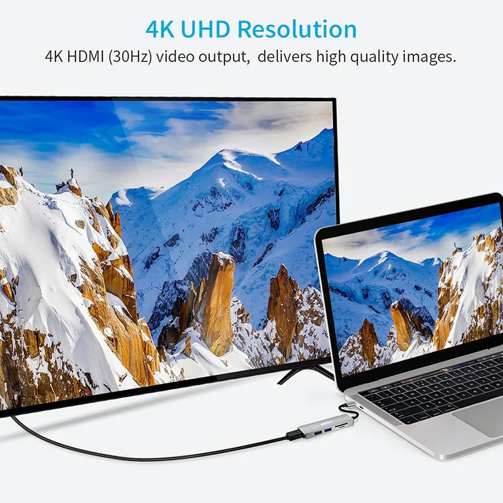 Choetech Usb-C концентратор многопортовый конвертер с 4K Hdmi 30 Гц видео выход 2 Usb 3,0 портов и Sd& Tf карт ридер для Macbook Pro