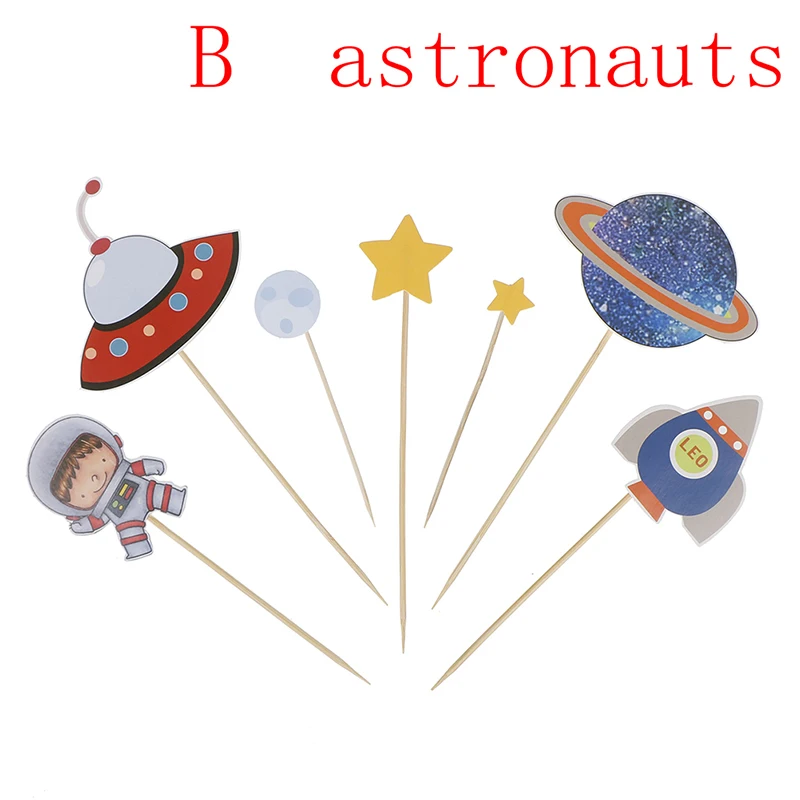 Космическое пространство вечерние космонавты и ракеты корабль тема фольги шары Галактика/Солнечная система топперы на торт для вечеринки Мальчик день рождения поставки - Цвет: B