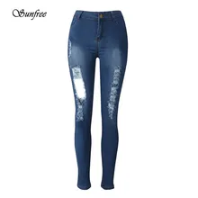 Sunfree 2016 Новых Женщин Denim Узкие Джинсы Стрейч Карандаш Брюки Тонкие Длинные Брюки Брюки Brand New Высокого Качества 6 Декабря