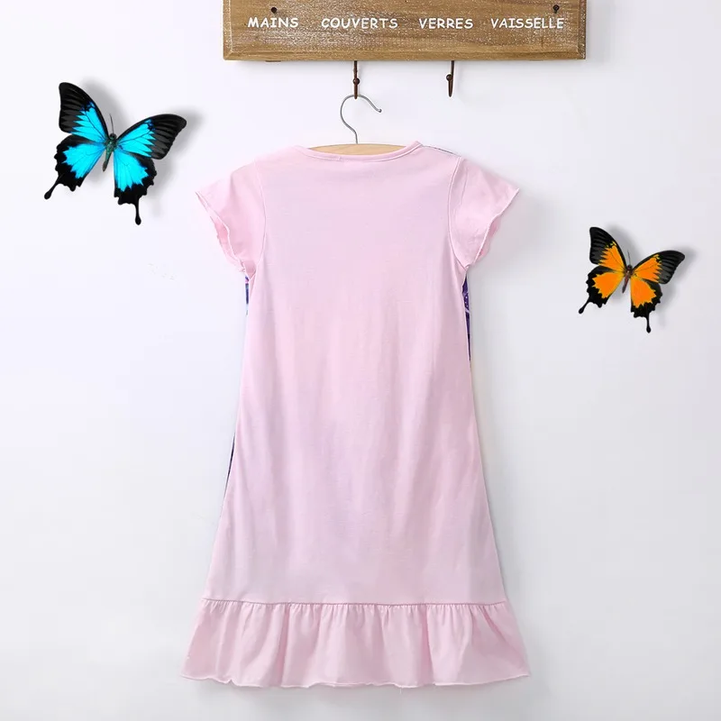 Модное детское Повседневное платье для девочек, Хлопковая пижама с короткими рукавами и Рапунцель, ночная рубашка, От 6 до 16 лет