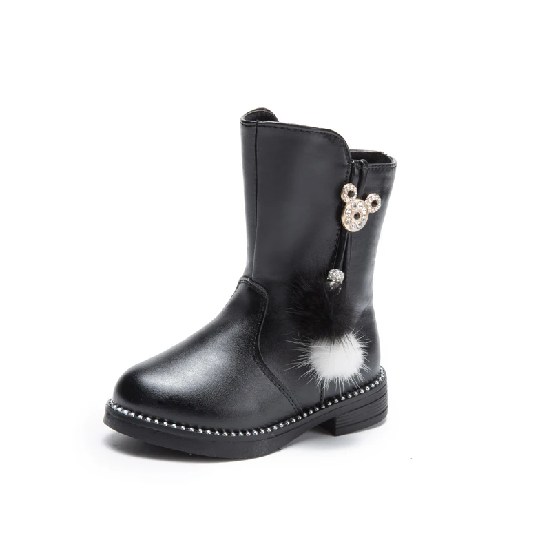 

KEYITODO Children shoes girl leather boots boy students boots little girl plus Cotton tomentose warm fashion snow boots B112