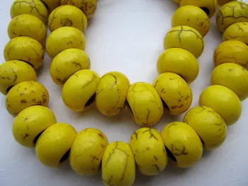 

larger hole turquoise semi precious rondelle abacus button yellow assortment jewelry beads 9x14mm full strand 34pcs
