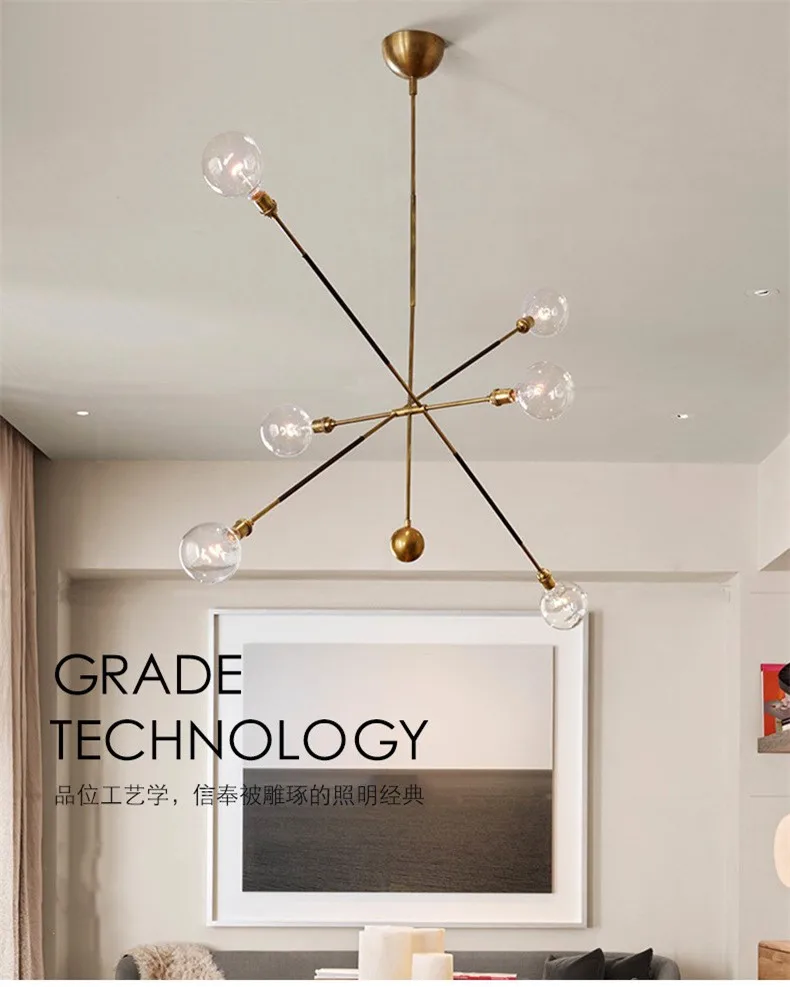

6 Heads Nordic Loft Creative Dinner Chandelier Concise Geometry Living Room Bar Kitchen Led Hanging Light Fixtures