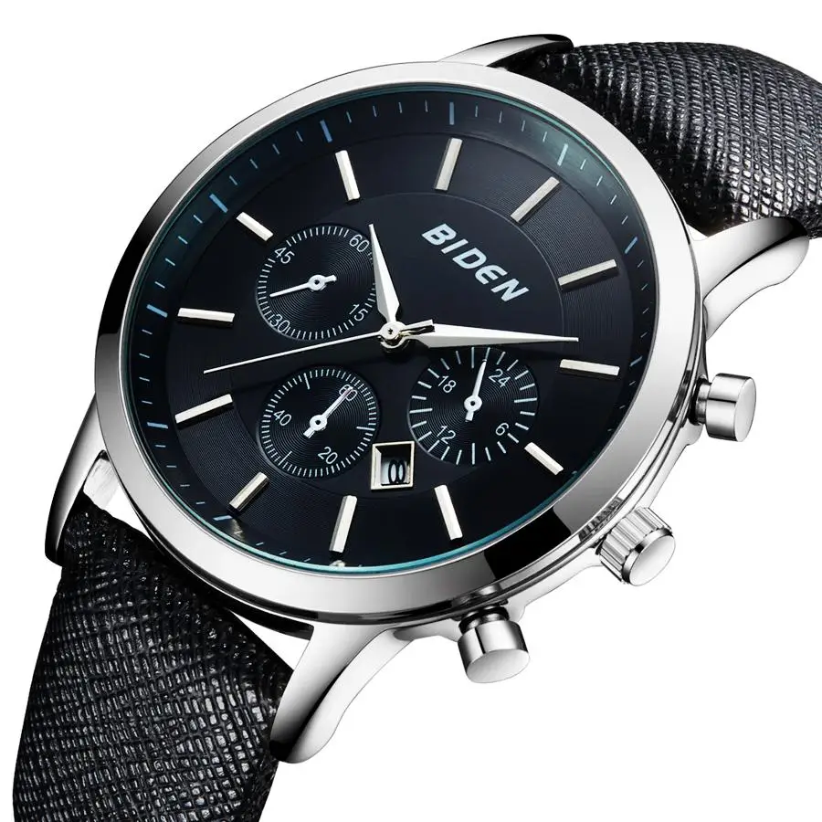 BIDEN Watch Top Brand Man Watches Leather Strap Sport Waterproof Clock Man Watches Military Luxury Men's Watch Analog Quartz BIDEN Watch Top Brand Man Watches Leather Strap Sport Waterproof Clock Man Watches Military Luxury Men's Watch Analog Quartz