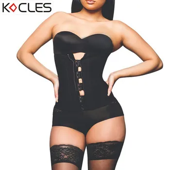 

Corset Body Shaper Women Latex Waist Trainer with Zipper Underbust Cincher Waist Shaper Slimming Belt Black Plus Size