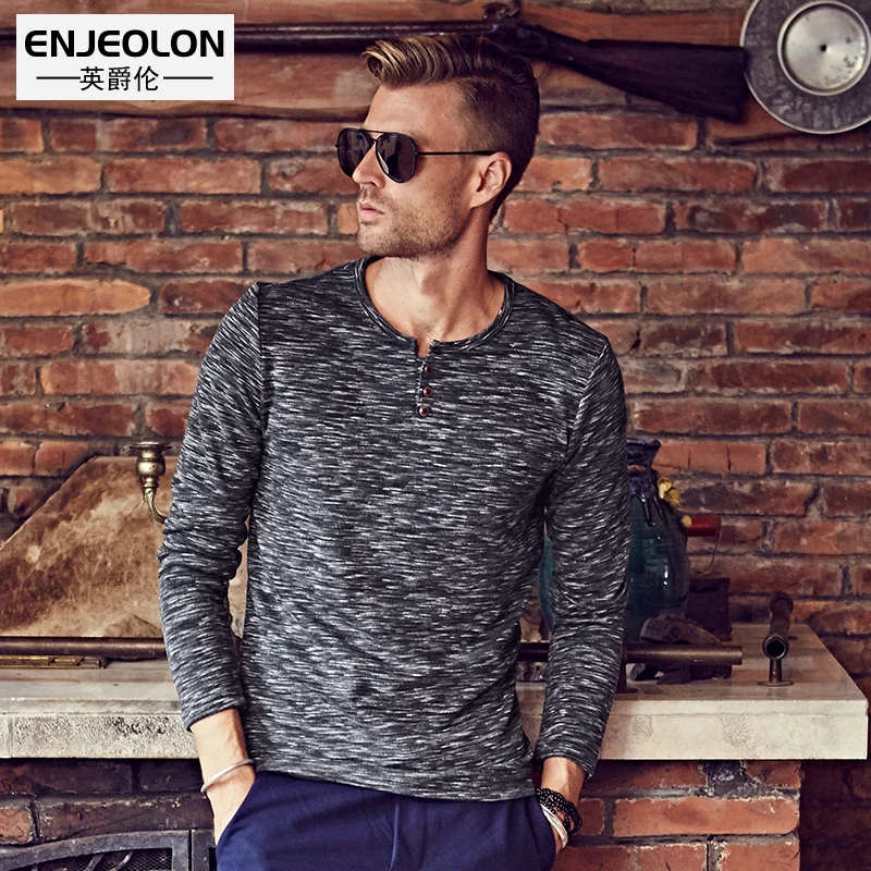 Enjeolon Brand 2017 font b Men b font Long sleeve T font b Shirts b font