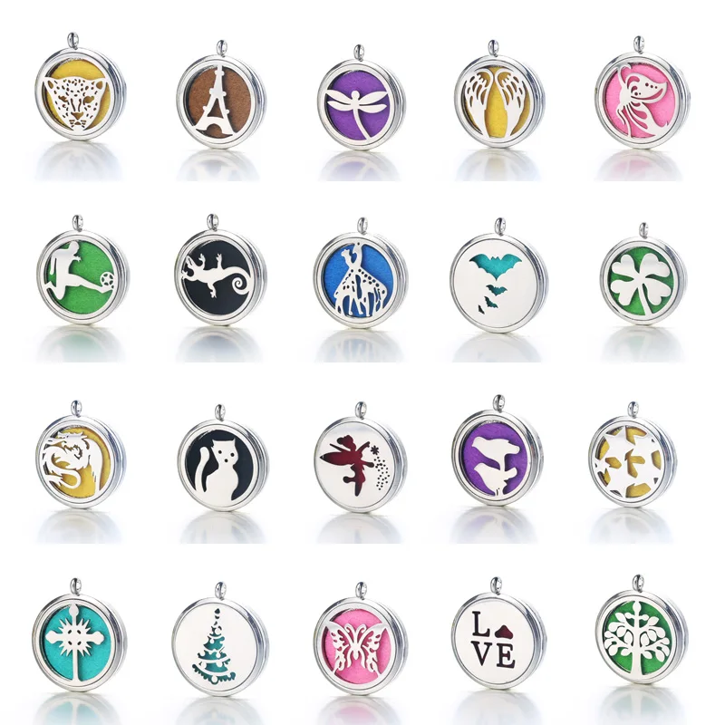 

20 styles pattern Magnetic Aromatherapy Necklace Jewelry Perfume Locket Pendant Essential Oil Diffuser Scent Locket Necklace