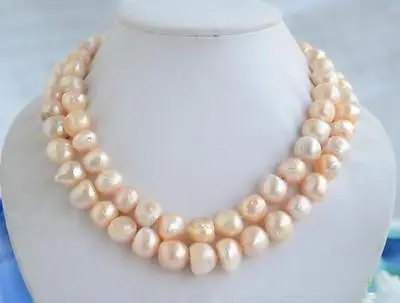 

HOT## Wholesale FREE SHIPPING > 33'' HUGE SOUTH SEA 11-13MM PINK BAROQUE PEARL NECKLCE 14K GOLD CLASP