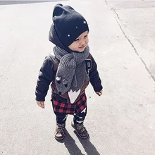 Зимний шарф для маленьких детей, теплые вязаные шарфы в виде лисы для девочек и мальчиков, одноцветные нагрудники