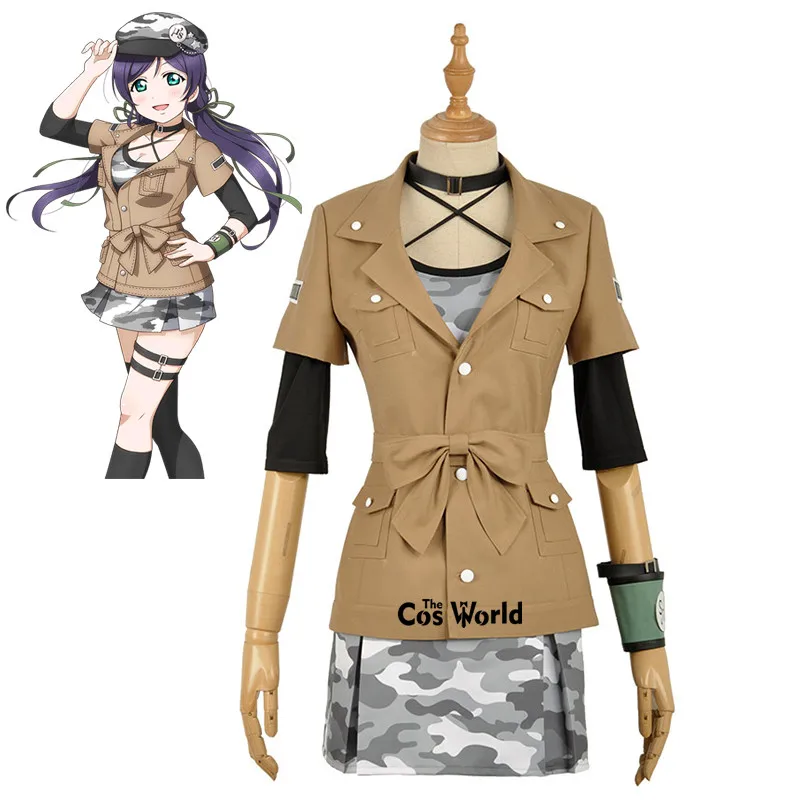 Костюм для косплея из аниме Love Live Idol Project Nozomi Tojo армейское камуфляжное пальто |