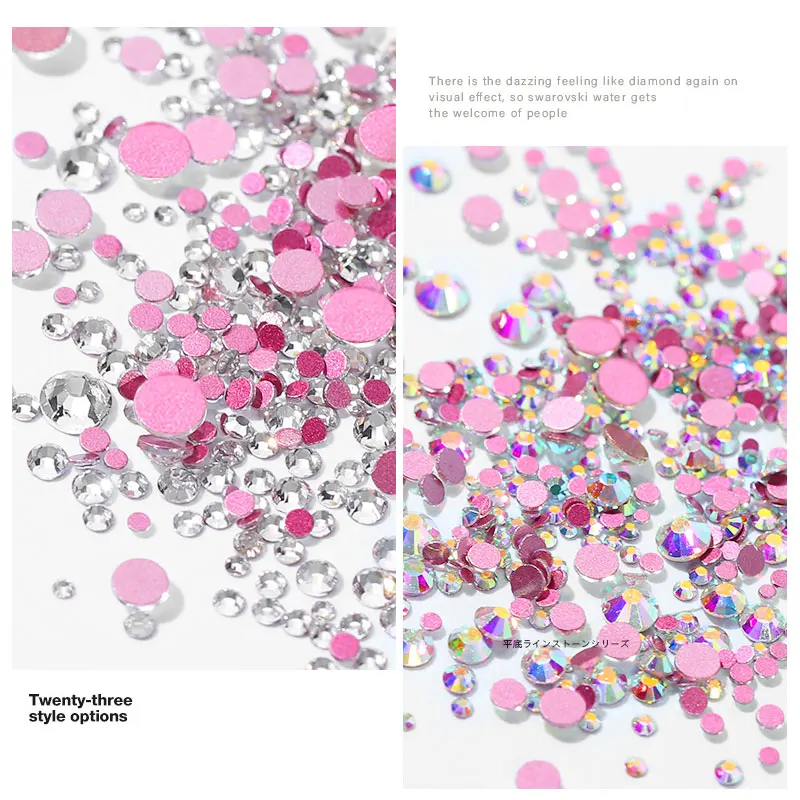 1440 шт мульти Размеры ногтей хрустальные AB Стразы нейл-арта украшения шармы набор страз с плоской задней 3D дизайн ногтей стекло драгоценные камни, аксессуары для маникюра