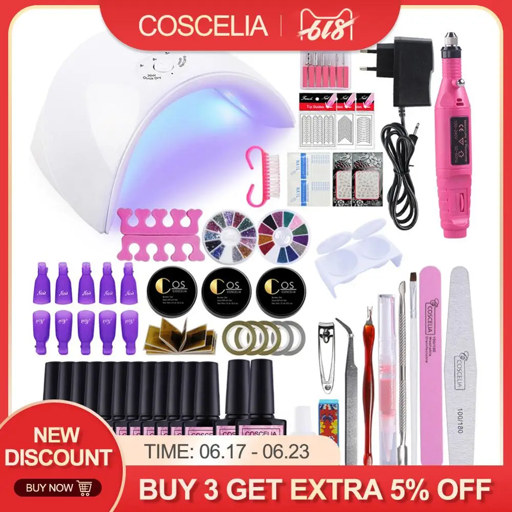 

Manicure Set Nail Gel Polish Set Kit For Manicure Gel Varnish Nail Art Sets 36W UV Lamp Nail Dryer Tools For Manicure Tools kit