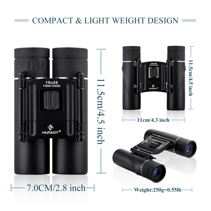 مناظير صغيرة الاتفاق 10x25 تلسكوب المحمولة المحمولة للأطفال الفتيات سقف بريزم BAK4 HUTACT