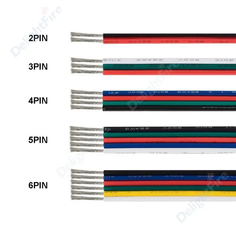 3 Pin для светодиодов ленточный кабель 2 4 5 6 Core кабель JST SM разъем Электрический кабель провод для WS2812B WS2811 RGB RGBW 5050 светодиодные ленты
