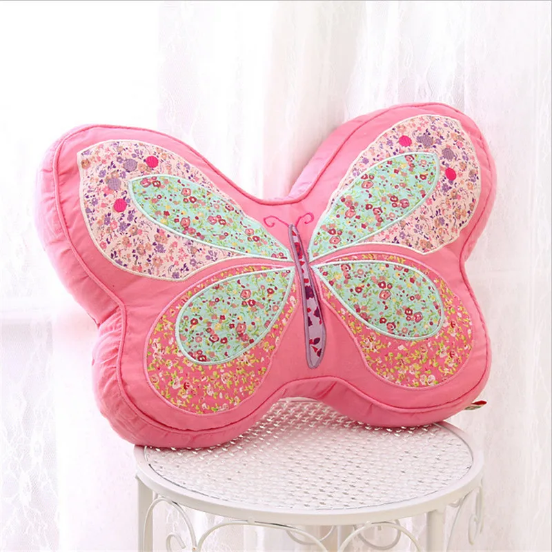 

30x40cm Cotton Quilt Cushion Pink Butterfly Hold Pillow Sweet Cartoon Sofa With Core Waist Girls Bedroom Decor