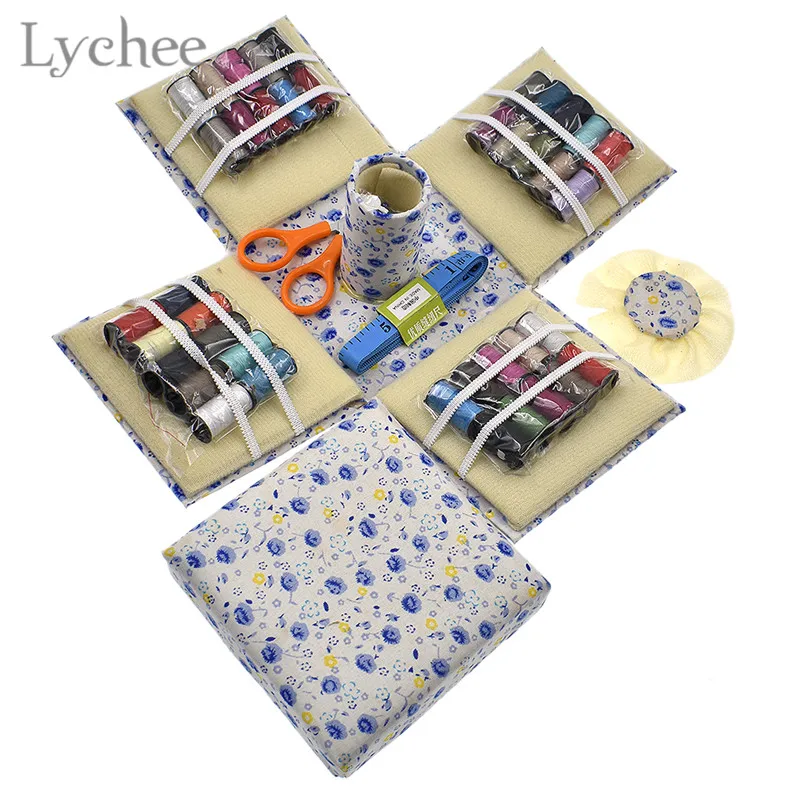 Lychee Folding Compact Sewing Box Kit With Needle Thread Scissor