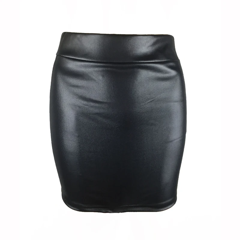 

Women Summer Matte Bodycon Skirts Faux Leather Thin Slim Fit Elastic Waist NFE99
