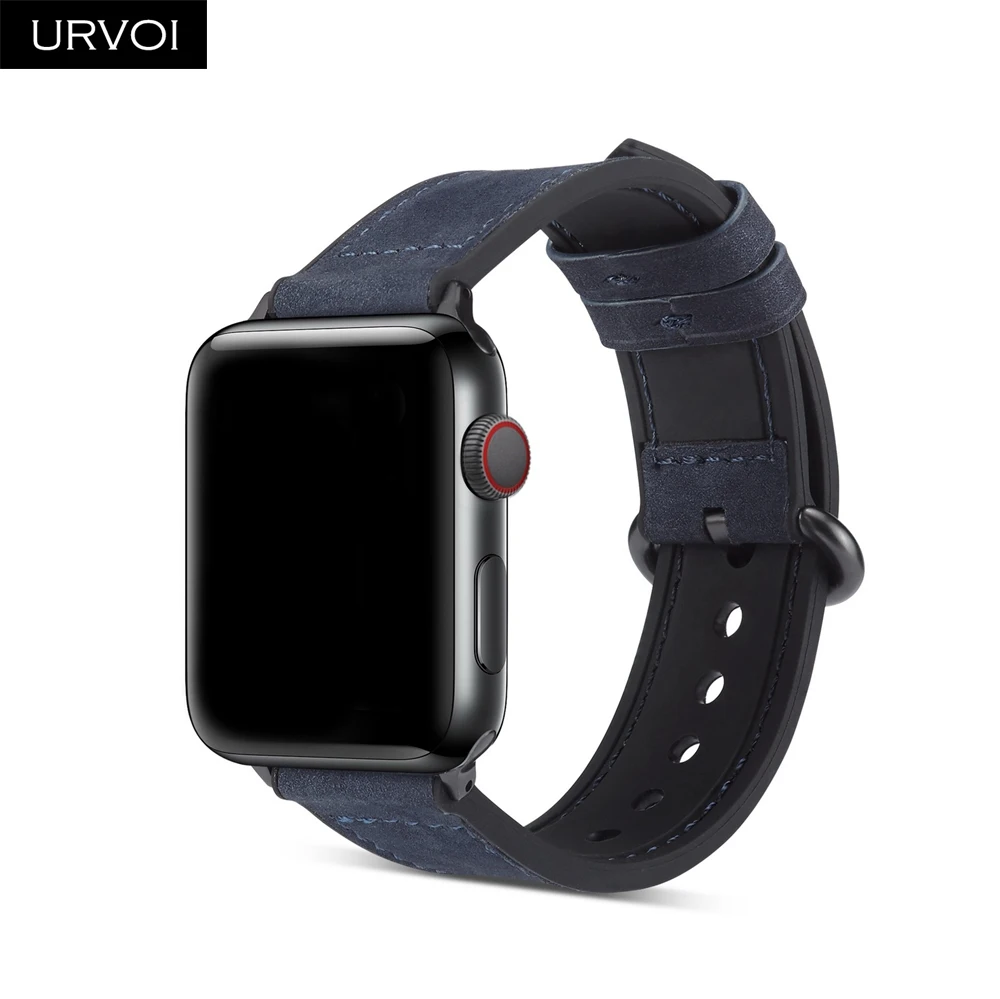 URVOI ремешок для apple watch series 5/4/3/2/1 Матовая Мягкая манжета Кожаный ремешок для наручных часов iwatch, комфортный Прочный классический пряжки дизайн