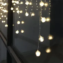 Светодиодный светильник-Гирлянда для занавесок с пушистыми шариками сосулька 4 м 100 светодиодный s Droop 0,4-0,6 м Новогоднее украшение гирлянда Сказочный светильник для свадебной вечеринки