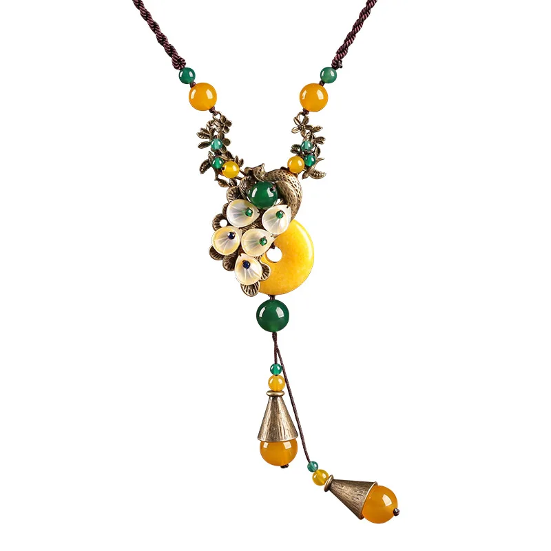 

Ethnic Necklace Natural Gift Jewelry Vintage Necklace Stone Chinese style Necklaces & Pendants Handmade For Women Accessorie