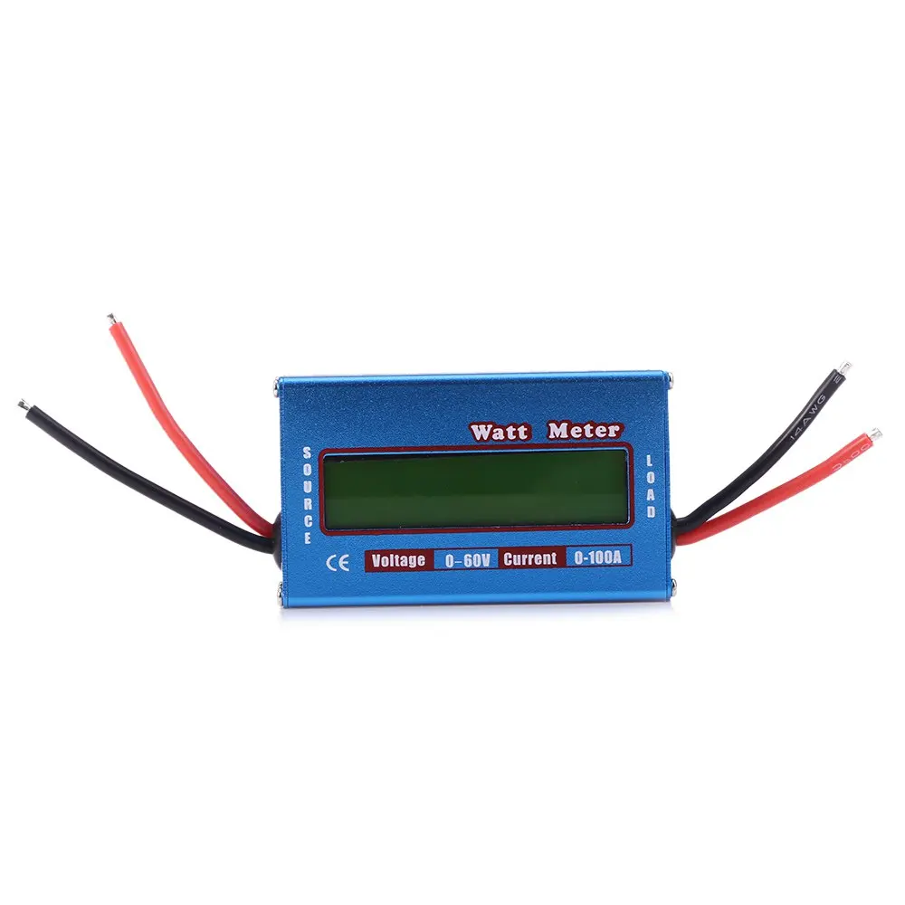 Simple DC Power Analyser Watt Volt Amp Meter 12V 24V Solar Wind Analyzer Blue
